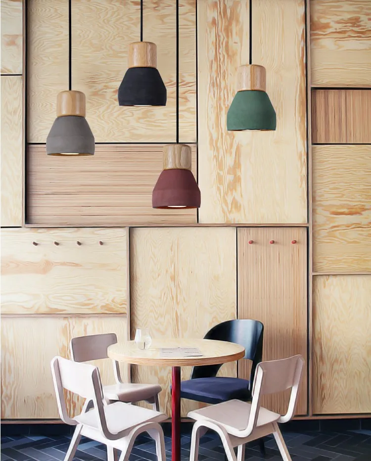 Современный Concret Крытый светодиодный подвесной светильник скандинавский цементный деревянный креативный подвесной светильник кухонное освещение в ресторане