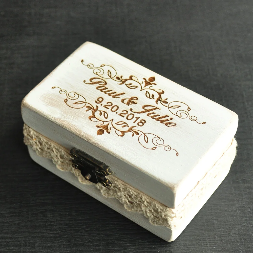 Деревенская коробка для подносителя свадебных колец, Индивидуальная коробка для свадебных колец, подгонянный держатель колец, шкатулка для украшений, коробка для помолвки