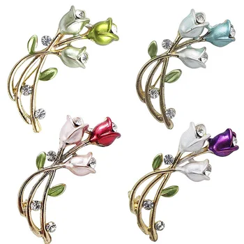

Romantic multi enamel Crystal Rhinestone Flower plant Brooches broches pins