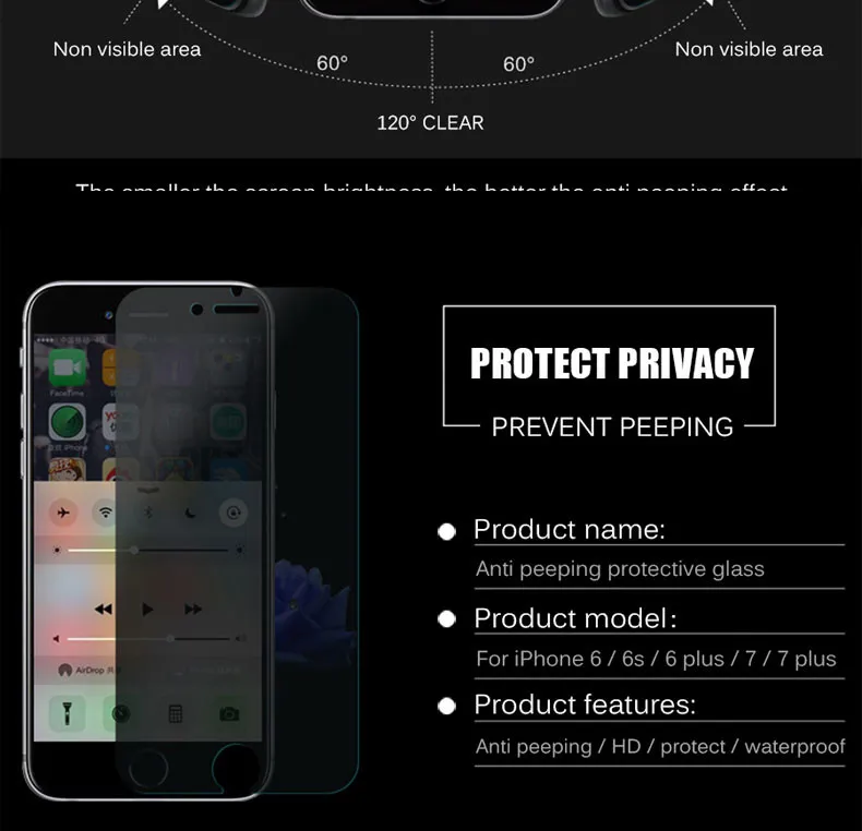 Антишпионское закаленное стекло для iPhone 7 6 6S 8 Plus X XS XR Защитная пленка для экрана для iPhone 6 7 8 XS Max защитное стекло