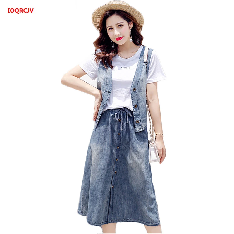 2 piece denim jacket and skirt