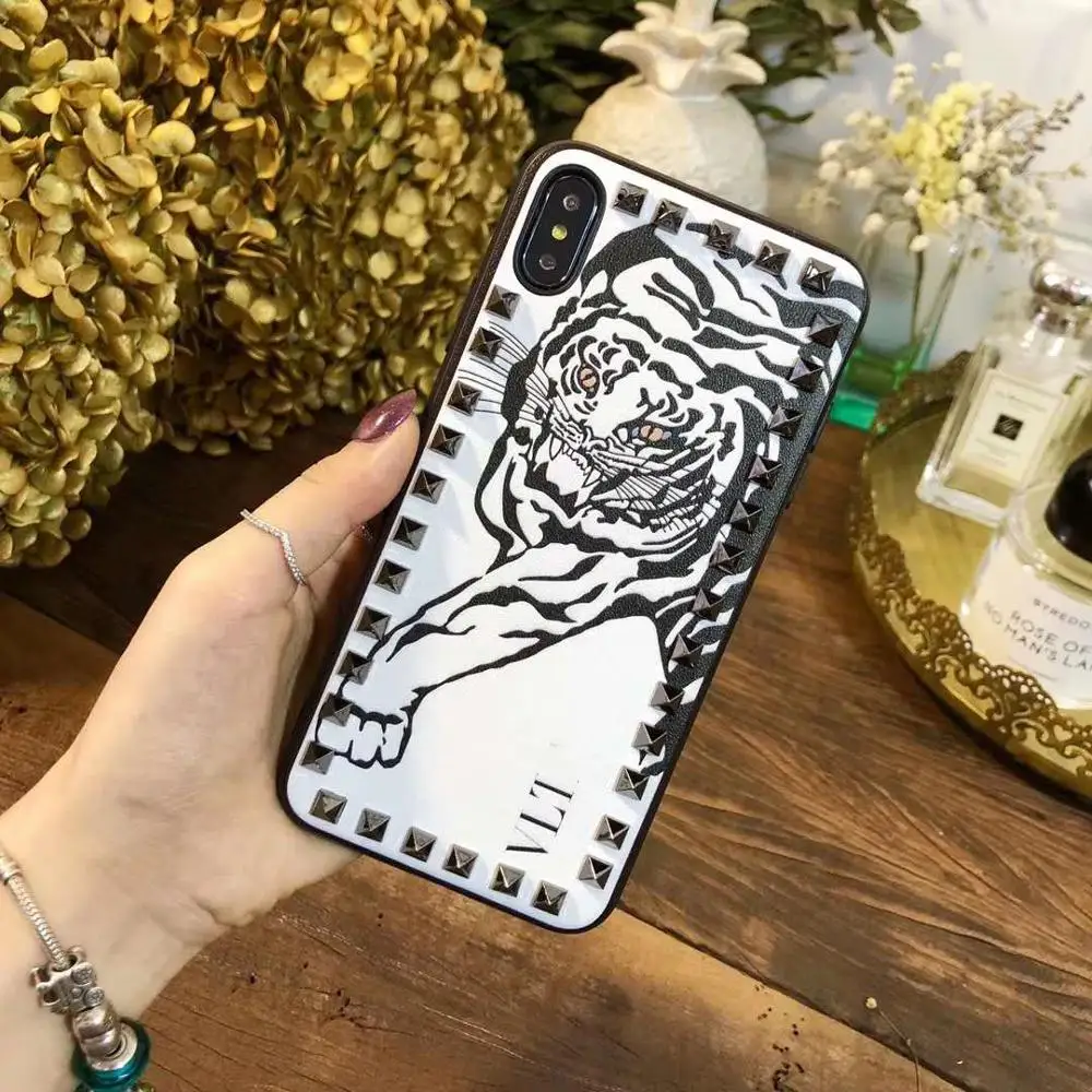 HOKEJ Тигр шаблон металлические заклепки чехол для телефона ТПУ кобура