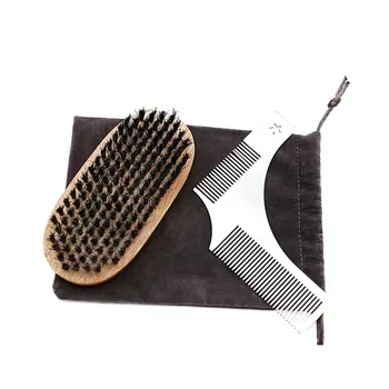 

Mens Shaving Kit Stainless Steel Folding Comb and Elliptic Brushes Mens Beard Growth Care Suite Beard Brush with Cloth Bag