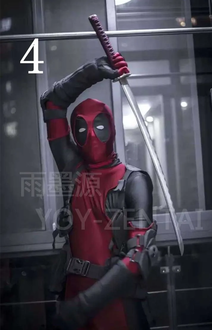 Фильм Coser-5 высокое качество спандекс Deadpool костюм зентай для косплея взрослых Хэллоуин костюм из спандекса с аксессуарами и 6 масок