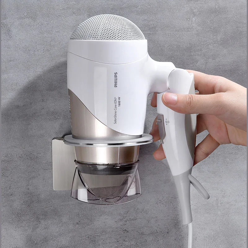 304 Stainless Steel Wall Mount Hair Dryer Holder Self Adhesive Hair