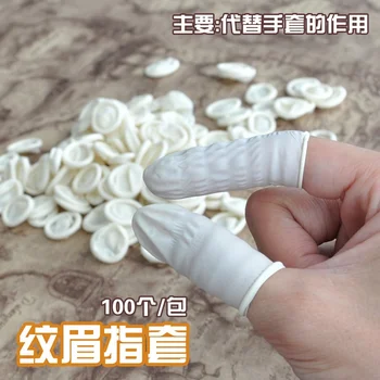 

Tattoo Accessory Disposable Wholesale Natural Latex Makeup Beauty cots for Eyebrow Lip Tattoo Gloves Disposable Finger Set