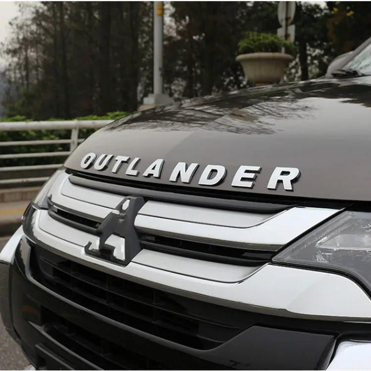 Для Mitsubishi Outlander хромированные автомобильные 3D буквы, капот, эмблема, логотип, наклейки для автомобиля, Стайлинг, автомобильные аксессуары, 3D буквы - Название цвета: for Outlander