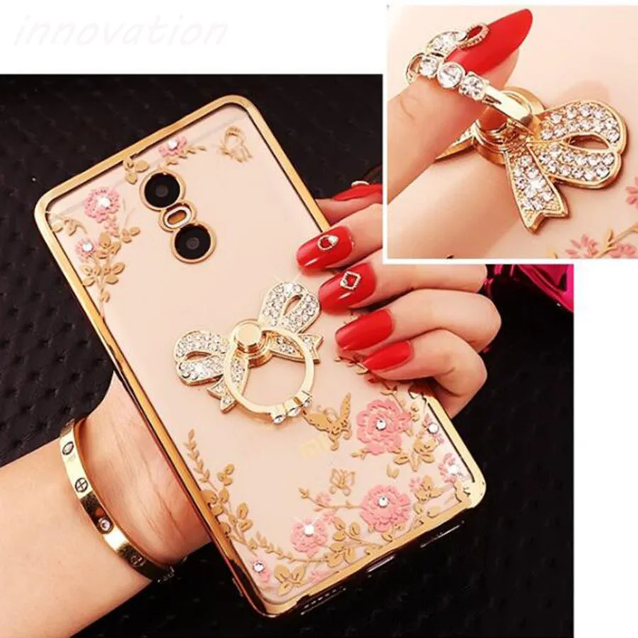 

Innovation For Xiaomi Redmi Note 4 Case Redmi Note 4 Pro Rhinestone Cover Xiaomi Redmi Note 4 Funda Soft TPU Back Holder Stand