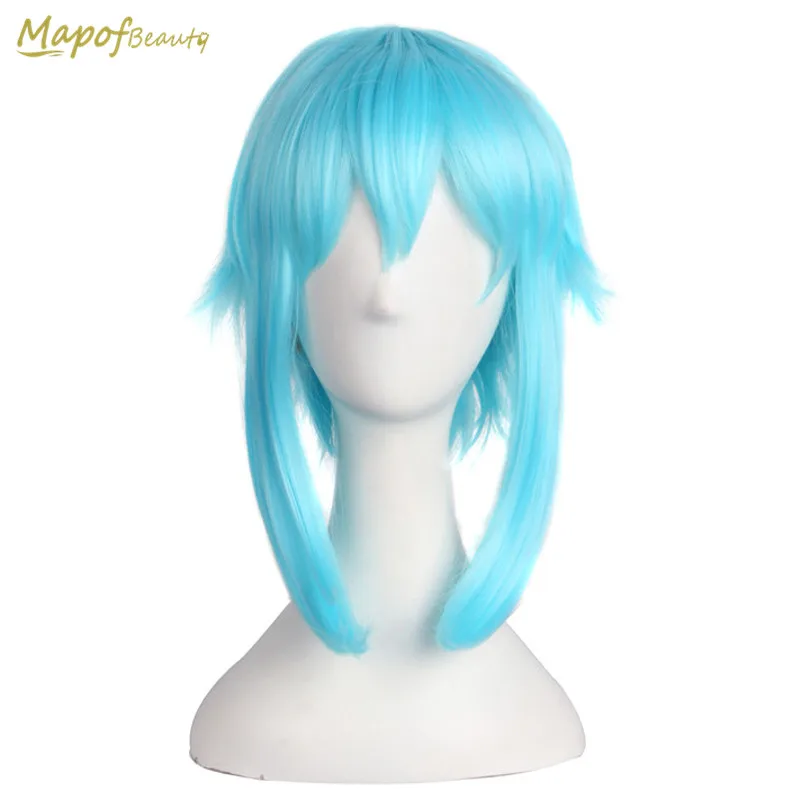 

Sword Art Online Cosplay Wigs Role Asada Shino Blue Long Curly Synthetic Heat Resistant Hair Halloween Costume Party MapofBeauty