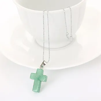 

Hot Natural stone necklace Cross Column Quartz Necklaces Pendants Stone Ball Pink Crystal Pendant Necklace For Women men Jewelry