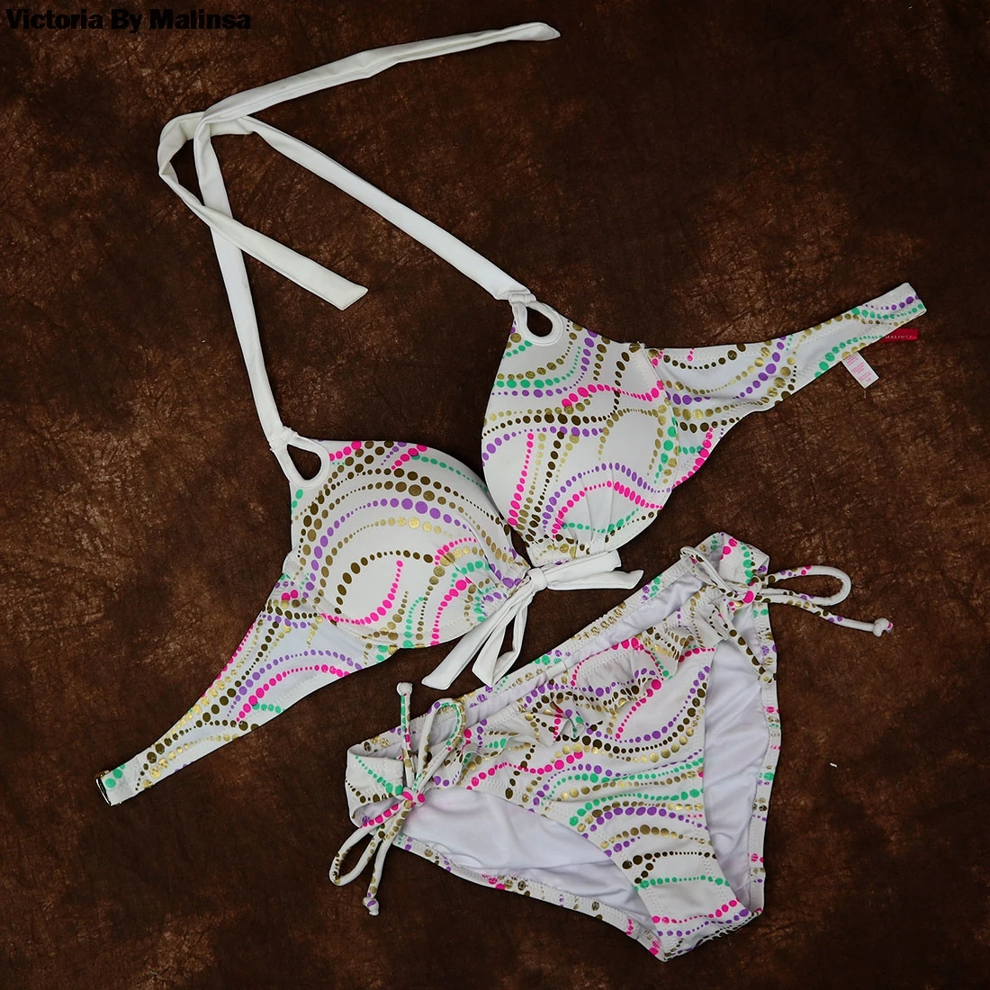 

Women Bikinis Set Bikini top Push Up Swimwear Swimsuit Secret Sexy Bottom Beach Bathing Suit White Dot Brazilian