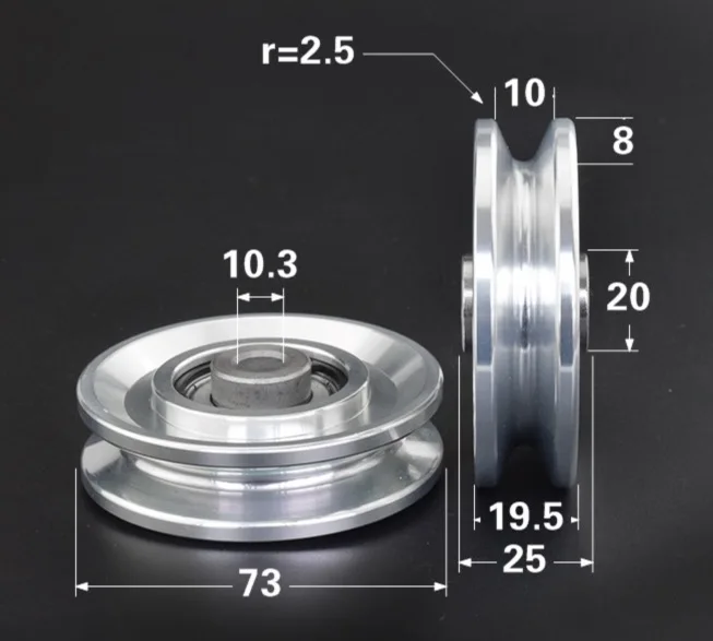 

2Pieces/Lot Diameter:73mm Fitness equipment fittings roller aluminum alloy guide wheel crane