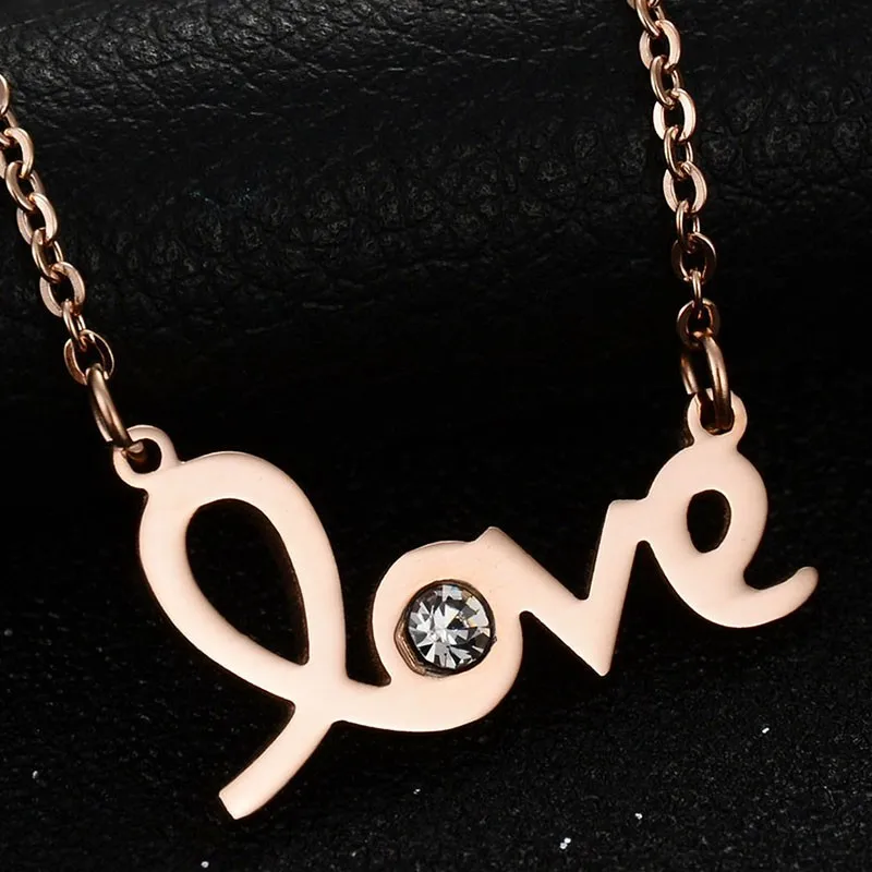 2016-New-Fashion-Stainless-Steel-Jewelry-Never-Fade-Choker-Necklace-CZ-Stone-Pendant-Love-Necklace-For (2)