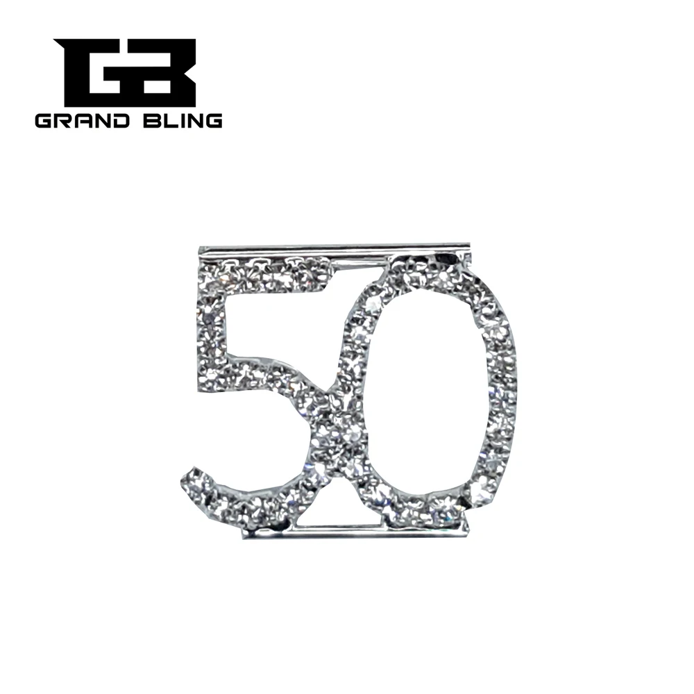 

Silver Plated Rhinestone Brooch Pin Number "50" for Celebrate Day FREE SHIPPING