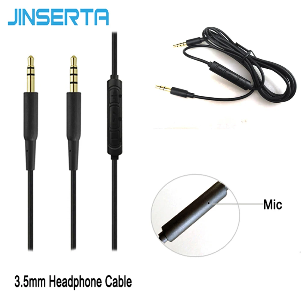 JINSERTA 3.5mm Earphone Audio Cable Replacement Headphone Wire with Mic for iPhone Android