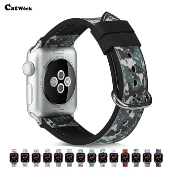 

Silicone Strap For Apple Watch 4 Leather Band 42mm 38mm Print 44/40mm Wrist Sport Bracelet Rubber Watchband For Iwatch 4 3 2 1