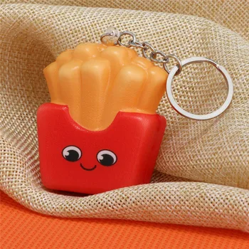 

2019 NEW Style Squishies Kawaii Cartoon French fries Chips Slow Rising Cream Scented Keychain Stress Relief antistress games F1