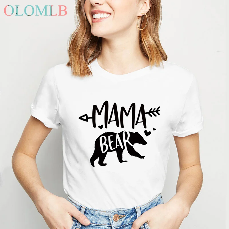 Mama bear t shirt for women Summer O-Neck Mom T-Shirt Mom Life Shirt Gift for Mom Casual Female Tee Ladies Tops Fashion t shirts