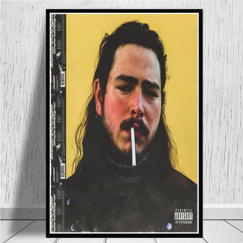 Холст масляные краски в качестве подарка Post Malone Rapper хип хоп музыка ПЕВЕЦ звезда плакатный принт искусство настенные картины гостиная домашний декор - Цвет: Бургундия