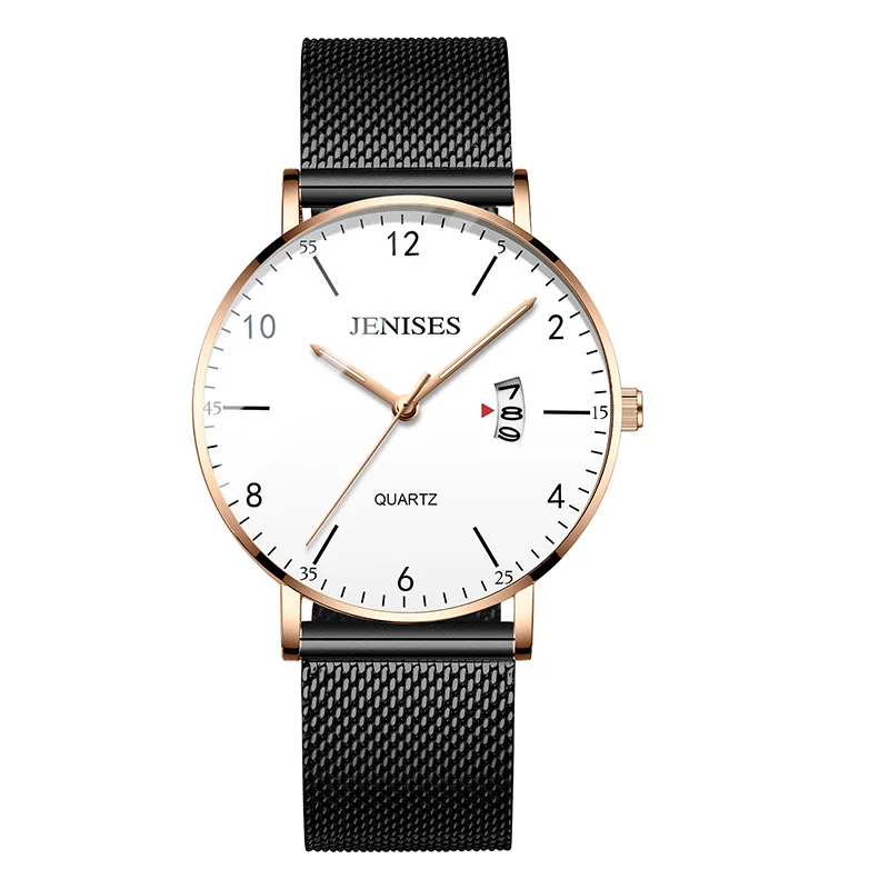gold white steel Мужские Ультра тонкие наручные часы мужские часы люксовый бренд Мужские часы Бизнес Кварцевые наручные часы для мужчин Relogio Masculino - Цвет: gold white steel