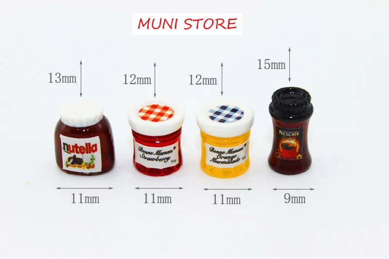 

4pcs/set Jam Salad Mini Coffee Ketchup Sauce Bottle Kitchen Scene Accessories Dollhouse Miniatures 1:12 Casa Boneca