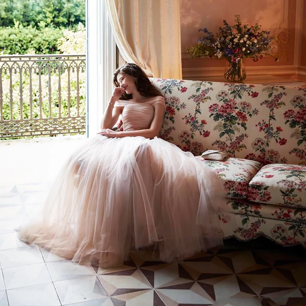 Персиковые Свадебные платья трапециевидной формы с вырезом лодочкой на заказ Элегантные винтажные плиссированные вечерние платья высокого качества