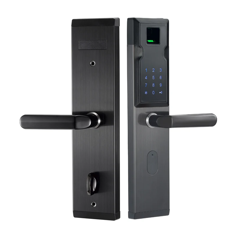 Kopen 2018 Biometrische Elektronische Smart Deurslot Vingerafdruk + 4 Kaarten + 2 Mechanische Toetsen Keyless Code Lock Smart Entry Kantoor thuis A18018F