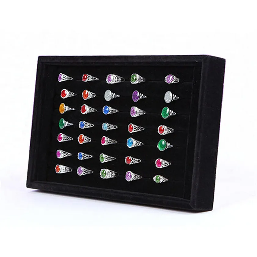 Lovely High Quality Jewelry Rings Display Tray Velvet About 100 Slot Case Box Jewelry Storage