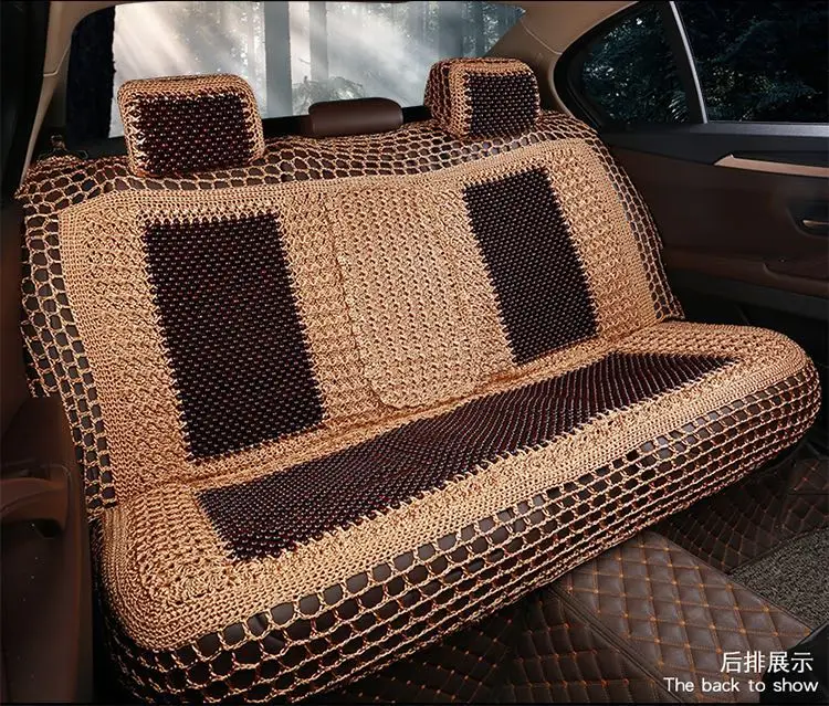LOEN Роскошная подушка для сиденья автомобиля ручной работы из ледяного шелка с деревянными бусинами, чехол для сиденья автомобиля, летнее переднее заднее сиденье, 5 сидений для универсального автомобиля