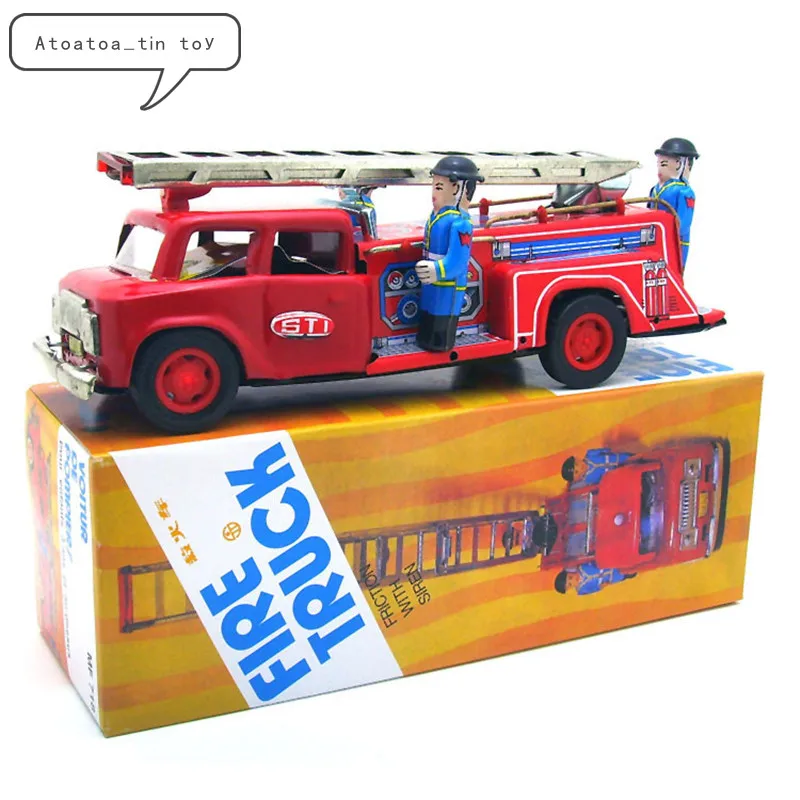 

Classic Car Tin Wind Up Clockwork Toys Fire Truck Wind-up Tin Toy For Children Adults Educational Collection Gifts