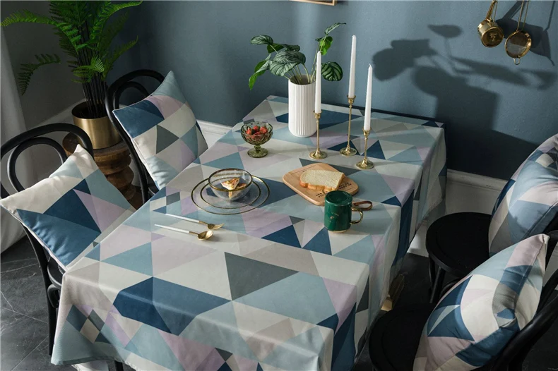 Nordic Style Patchwork Color Design Table Cloth 1pcs Home Dinner Tea Table Cover For Dustproof 1pcs Waterproof Tablecloth mantel