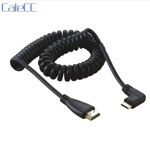 Левый Угловой 90 градусов Тип Mini HDMI папа к Мужской растягивающийся пружинный