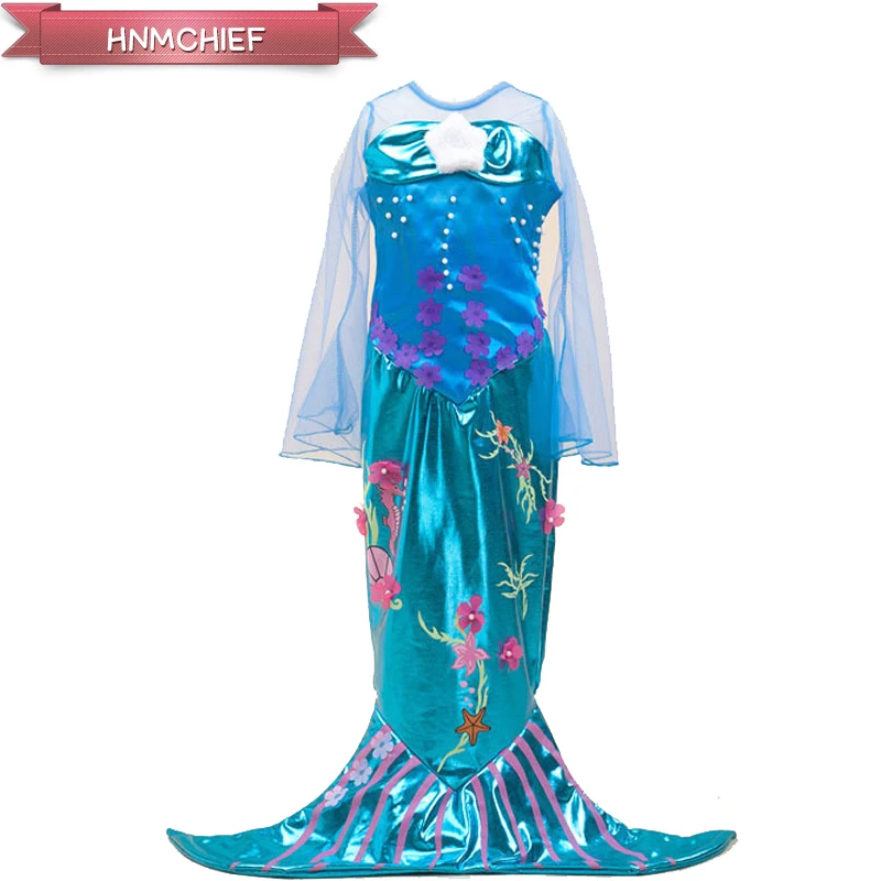 

2017 summer girls dress mermaid tail princess dress costume Girls dance up cartoon dance clothing children's Christmas
