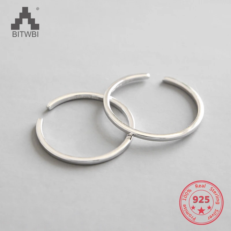 

925 Sterling Silver Fashion Personality Smooth Simple Line Plain Adjustable Ring