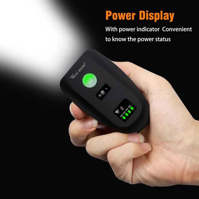 WEST BIKING 350 Lumen Intelligent Bicycle Light Hand Smart Induction Bicycle Flashlight Waterproof Bike Headlight Bike Lamps