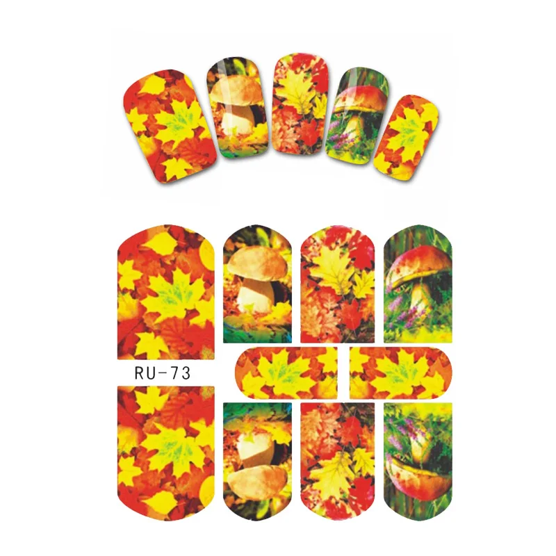 

UPRETTEGO NAIL ART BEAUTY WATER DECAL SLIDER NAIL STICKER CARTOON MAPLE LEAF ROSE URBAN LADY RABBIT RU073-078