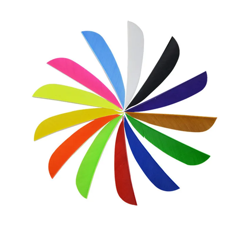 Billige 50 stücke 3 Zoll Wasser Tropfen Befiederung Pfeil Federn 13 Farbe Türkei Federn Flügel Für Pfeil DIY Werkzeuge Schießen Zubehör