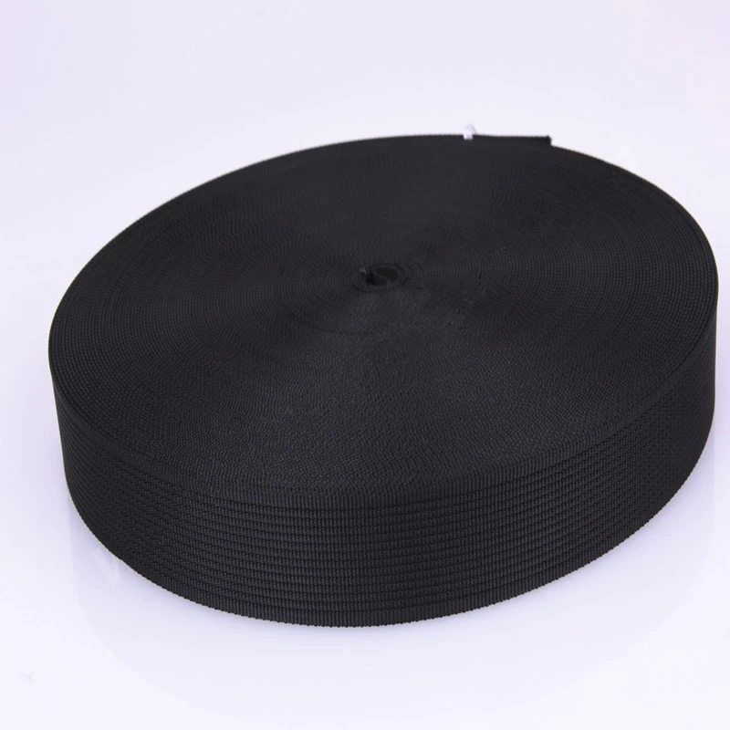 32mm 1-1/4 inch 1.2mm thick BLACK striped pattern polyester DIY black safety belt, guitar belt,horse lead ropes,horse straps