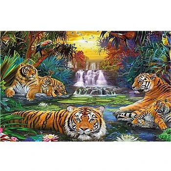 

5D DIY Diamond Painting Tiger Mosaic Cross Stitch Full Round Drill Diamond Embroidery Sticker Decor Paintings Animals SSYP-172