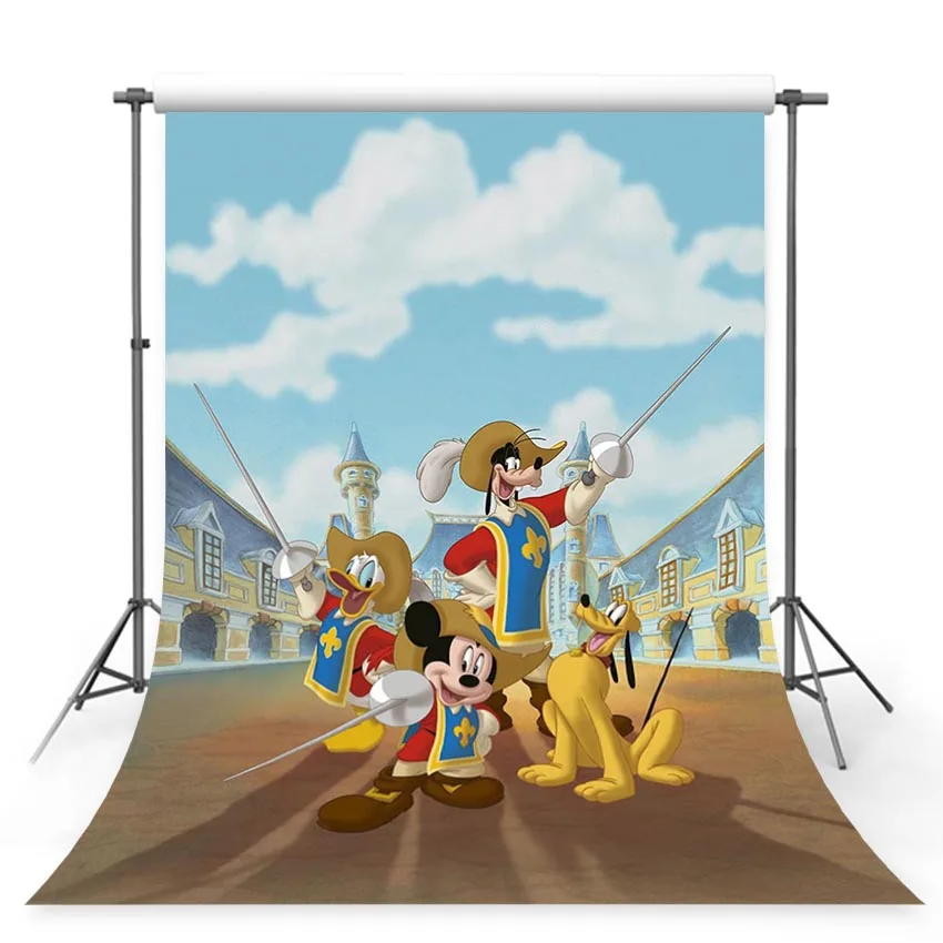 

MEHOFOTO Vinyl Photography Background Birthday Mickey Mouse and Donald Duck fencing Castle Kids Photocall Children Photo Studio