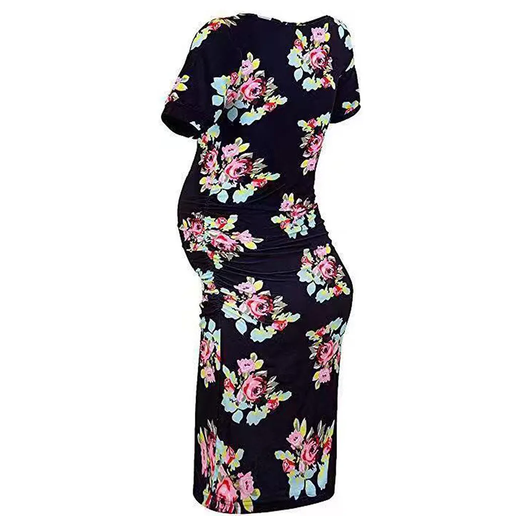 LONSANT платье для беременных Для женщин Цветочные Bodycon Короткий рукав Вечеринка платье для беременных Повседневное Короткие платье Одежда