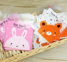 Cute Baby Shower Baking Food Biscuit Cookie Self Adhesive Bear Rabbit Packaging Bread Package Bakery Plastic Candy Bag