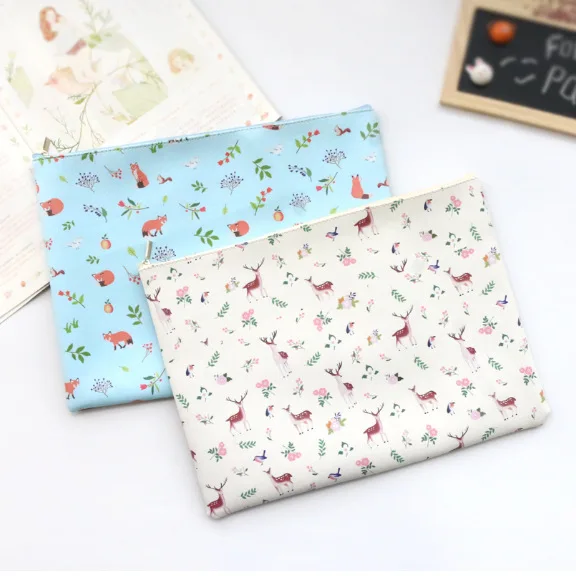 

Sweet Forest Element Fox Deer Flamingo Swam A5 A4 Waterproof PU Leather File Folder Document Filing Bag Stationery Bag
