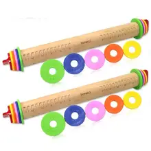 Деревянные Скалки с градусной шкалой регулируемая высота толщины тесто ролик Resuable Экологичные Инструменты для выпечки SN1968