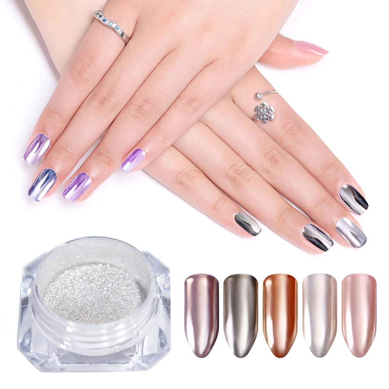 

Nail Chrome Powder Shiny Pigment Dust Champagne Mirror Silver Glitter Nail Art UV Gel Varnish Powder for Nail Beauty Decoration