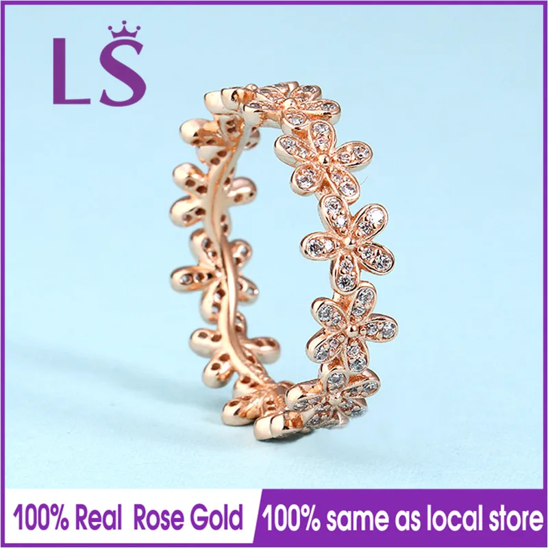 

LS Hot Sale Rose G.old Dazzling Daisy Ring,Wedding Rings for Women.Compatible With Original Jewelry.Fashion Lady Jewelry.Z