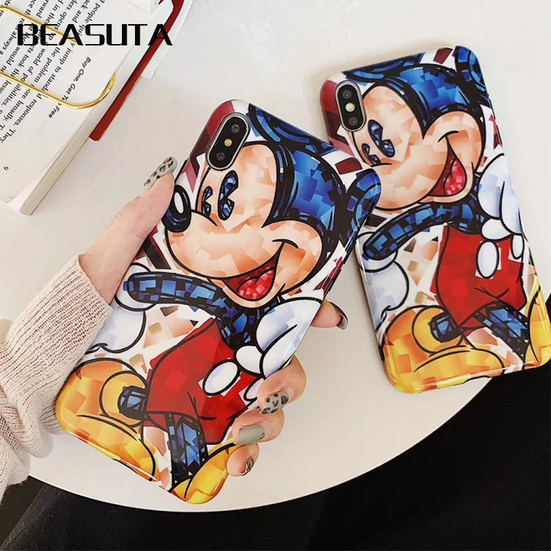 

Funny Cartoon Minnie Mickey Mouse Soft TPU Case for coque iPhone X 7 8 Plus 6s 6plus Silicone XS MAX Cover Accessories