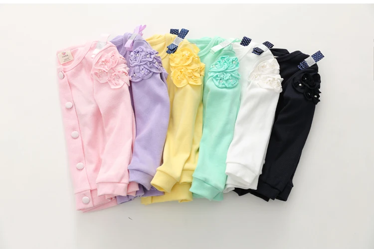 2018 Spring Autumn Fashion Cute Princess Elegant Child Baby Kids Girl Pure Solid Colour O Neck Lace Long Sleeve Cardigan Top (27)