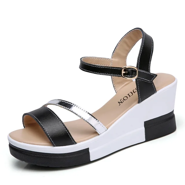Buy WDZKN 2018 Summer Women Wedge Sandals Shoes Black
