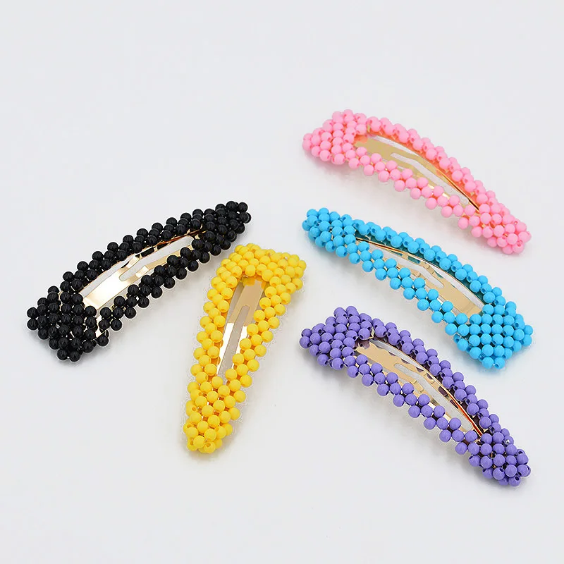 

New Colorful Hair Clips For Women Imitation Pearls Metal Triangle Girls Barrette Hairpin Ladies Hairgrip Hair Accessories